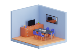 Dining room 3d illustration. 3D isometric Dining room png
