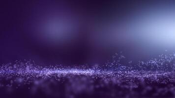 Dark purple abstract background and many small particles glow in length photo