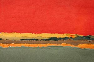 rojo puesta de sol resumen paisaje creado con hecho a mano indio papel foto
