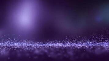 Dark purple abstract background and many small particles glow in length photo