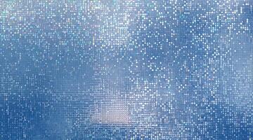 abstract colorful light of mosaic and bokeh on glass door or window at blur on secrets meeting room or science lab and medical for art wallpaper and texture or party background on blue tone photo