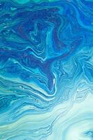 Blue Liquid marble abstract surfaces Design. photo