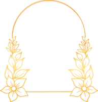 golden Bogen Blumen- Rahmen mit Hand gezeichnet Blätter einfach und minimalistisch Rahmen Design png