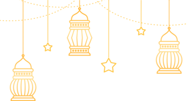 Hanging gold Islamic lantern decoration for Ramadan Kareem Islamic festival png