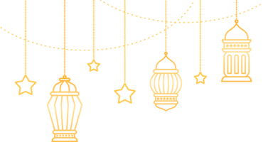 Hanging gold Islamic lantern decoration for Ramadan Kareem Islamic festival png