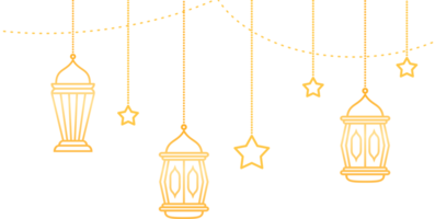 Hanging gold Islamic lantern decoration for Ramadan Kareem Islamic festival png