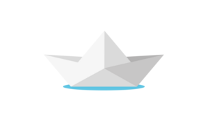 paper boat origami on water wave icon, flat design png