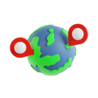 3d world location icon illustration, transparent background, navigation and map 3d set png