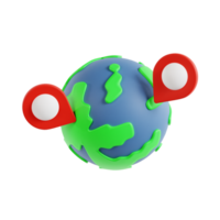 3d wereld plaats icoon illustratie, transparant achtergrond, navigatie en kaart 3d reeks png