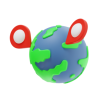 3d värld plats ikon illustration, transparent bakgrund, navigering och Karta 3d uppsättning png