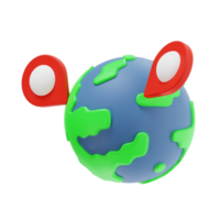 3d world location icon illustration, transparent background, navigation and map 3d set png