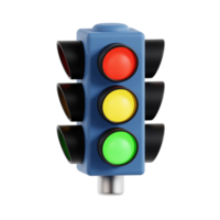 3d traffic light icon illustration, transparent background, navigation and map 3d set png