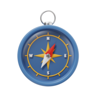 3d compass icon illustration, transparent background, navigation and map 3d set png