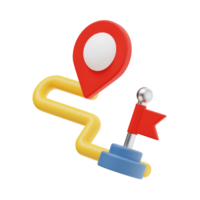 3d route icon illustration, transparent background, navigation and map 3d set png