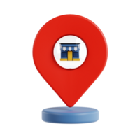 3d shop location icon illustration, transparent background, navigation and map 3d set png