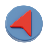 3d navigation arrow icon illustration, transparent background, navigation and map 3d set png