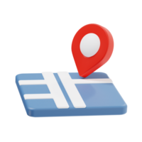 3d map icon illustration, transparent background, navigation and map 3d set png