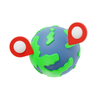 3d värld plats ikon illustration, transparent bakgrund, navigering och Karta 3d uppsättning png