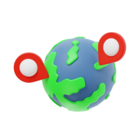 3d world location icon illustration, transparent background, navigation and map 3d set png