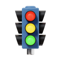 3d traffic light icon illustration, transparent background, navigation and map 3d set png