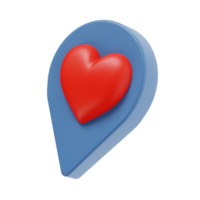 3d favorite location icon illustration, transparent background, navigation and map 3d set png