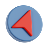 3d navigation arrow icon illustration, transparent background, navigation and map 3d set png