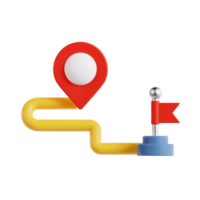 3d route icon illustration, transparent background, navigation and map 3d set png