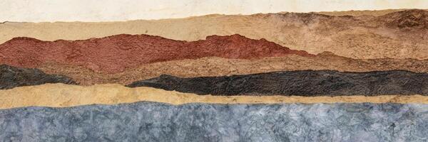 abstract landscape created with amate bark papers photo