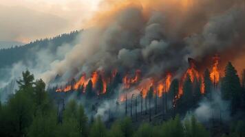 ai generato un' vulcano eruzione con Fumo e lava video