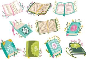 Quran Illustration with Asthetic Leaf Flower Decorative vector