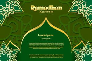 Elegant glamour background and poster Ramadan Kareem with gradient style and realistic icon vector