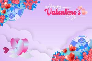 Elegant realistic valentine card, banner and poster background abstract with love icon and flower layout vector