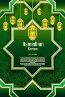 Elegant glamour background and poster Ramadan Kareem with gradient style and realistic icon vector