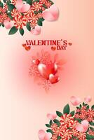 Elegant realistic valentine card, banner and poster background abstract with love icon and flower layout vector