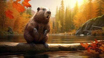 AI generated beaver high quality image photo