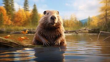 AI generated beaver high quality image photo