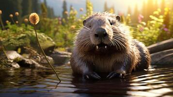 AI generated beaver high quality image photo