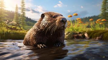 AI generated beaver high quality image photo