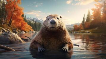 AI generated beaver high quality image photo