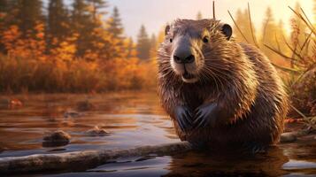 AI generated beaver high quality image photo