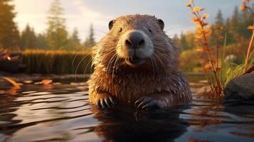 AI generated beaver high quality image photo