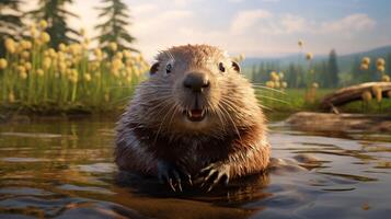 AI generated beaver high quality image photo