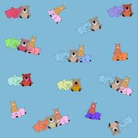 Seamless pattern, drawn cartoon animals vector