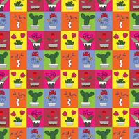 Illustration set of flowers in pots, seamless pattern. vector