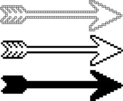 pixel art arrow icon set vector