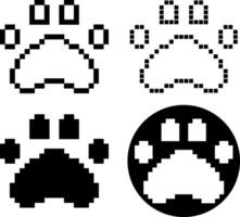 pixel art paw print icon set vector