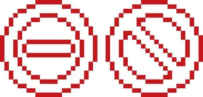 red pixel art prohibiting sign vector