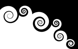 Spirals and swirls frame template, abstract geometric curly round waves pattern background. Vector wavy border banner with copy space in black and white colors