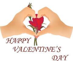 illustration of happy valentines day hand vector with rose vector design on a white background