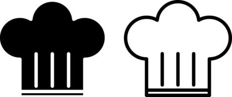 chef hat icon, sign, or symbol in glyph and line style isolated on transparent background. Vector illustration